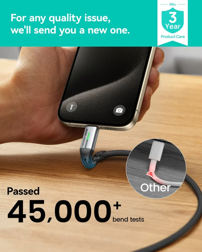INIU D5CC USB C–C laidas 100 W (201 cm., 2 vnt. pakuotė)