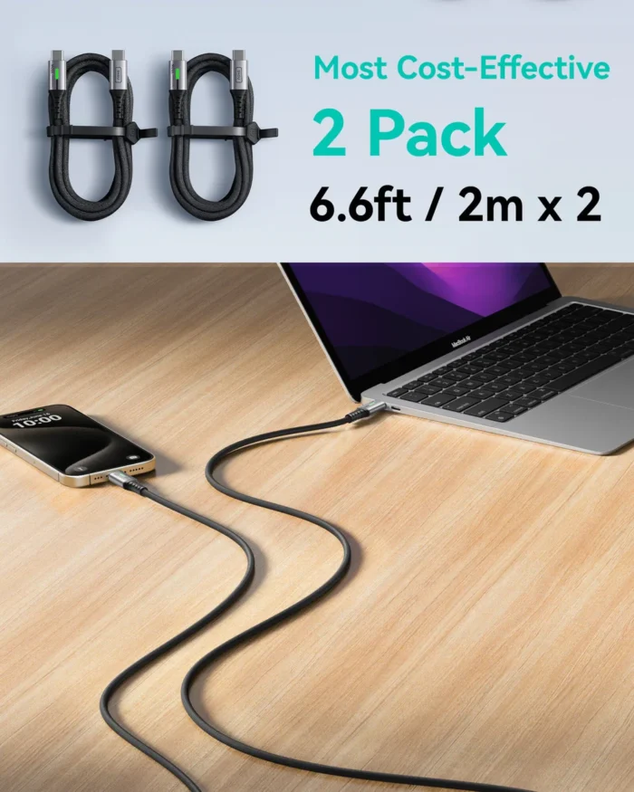 INIU D5CC USB C–C laidas 100 W (201 cm., 2 vnt. pakuotė)