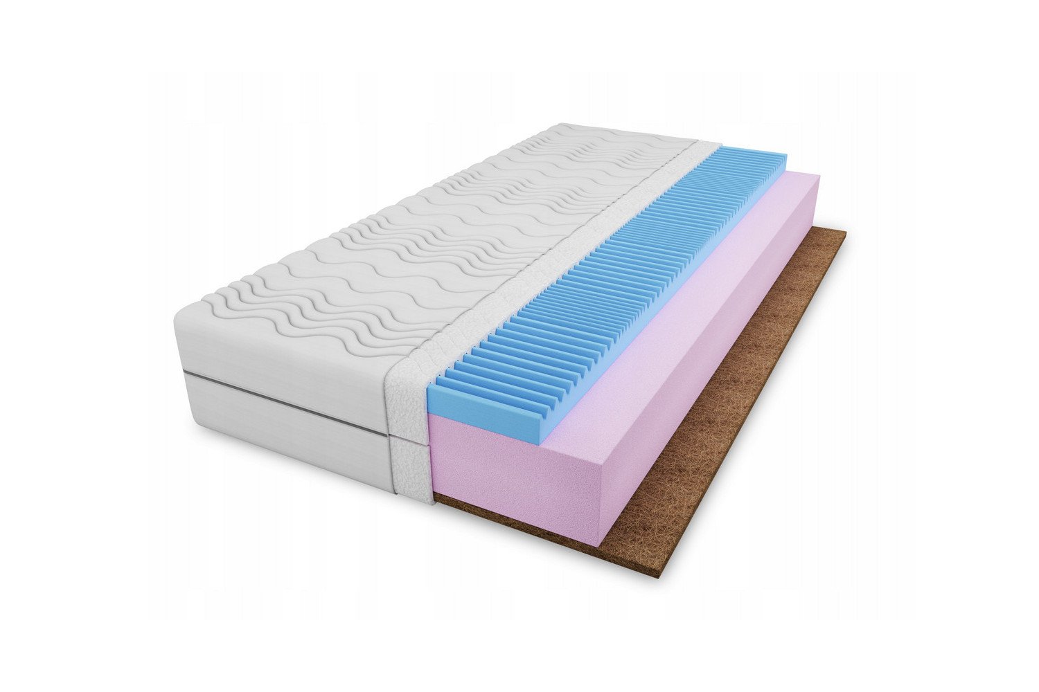 1 Čiužinys putų su profiliuotu putplasčiu ir kokoso pagrindu, 14 cm. storio