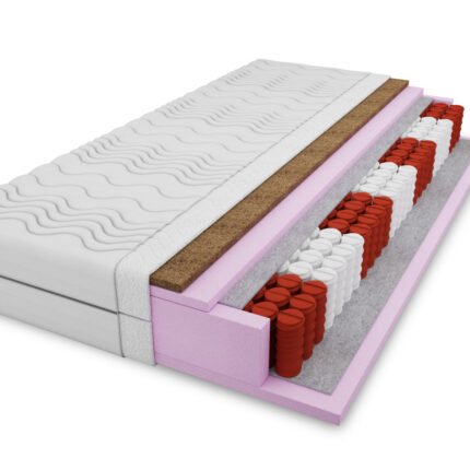 Čiužinys su kišeninėmis spyruoklėmis ir kokoso sluoksniu, 20 cm. storio