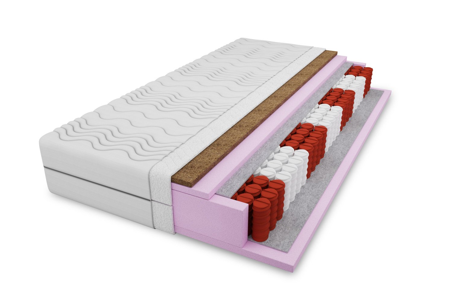 1 Čiužinys su kišeninėmis spyruoklėmis ir kokoso sluoksniu, 20 cm. storio