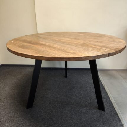 Akacijos ir mango medžio apvalus stalas, 119x119x76 cm.