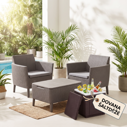 Sodo baldų komplektas Salemo Balcony Set smėlio spalvos + dovana Keter šaltdėžė