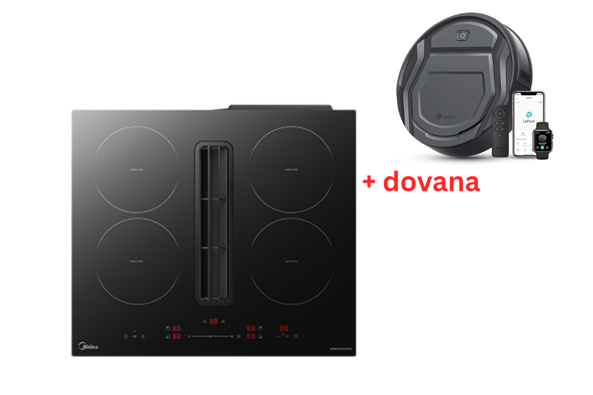 Indukcinė kaitlentė su integruotu gartraukiu Midea + dovana robotas-siurblys Lefant M210P