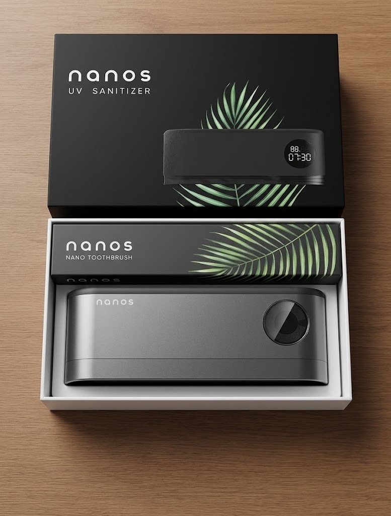 s „Nanos“ UV dantų šepetėlių dezinfekatorius - laikiklis